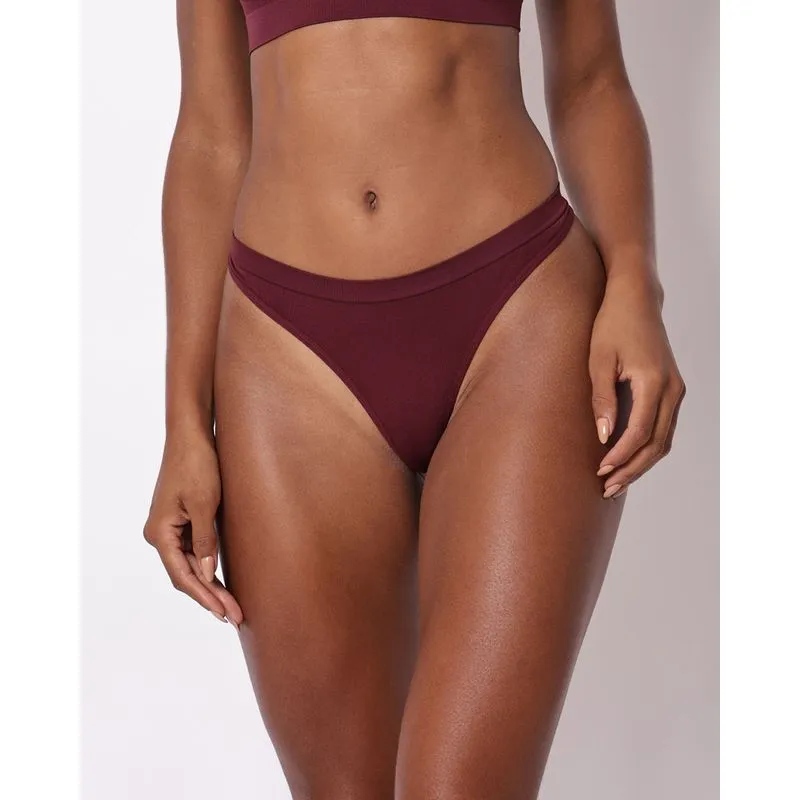 Calcinha Feminina Fio Dental Sem Costura Vinho P