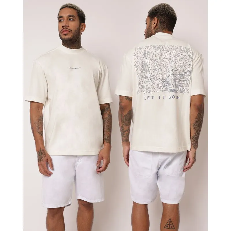 Camiseta Masculina Algodão com Estampa Frente e Costas Off White P
