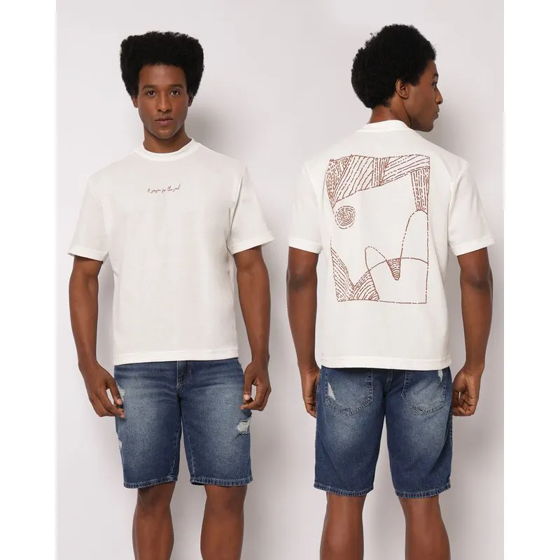 Camiseta Masculina Texturizada com Estampa Off White G