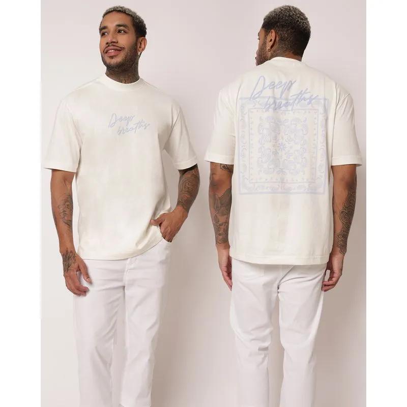 Camiseta Masculina Algodão Estampa Frente e Costas Off White G