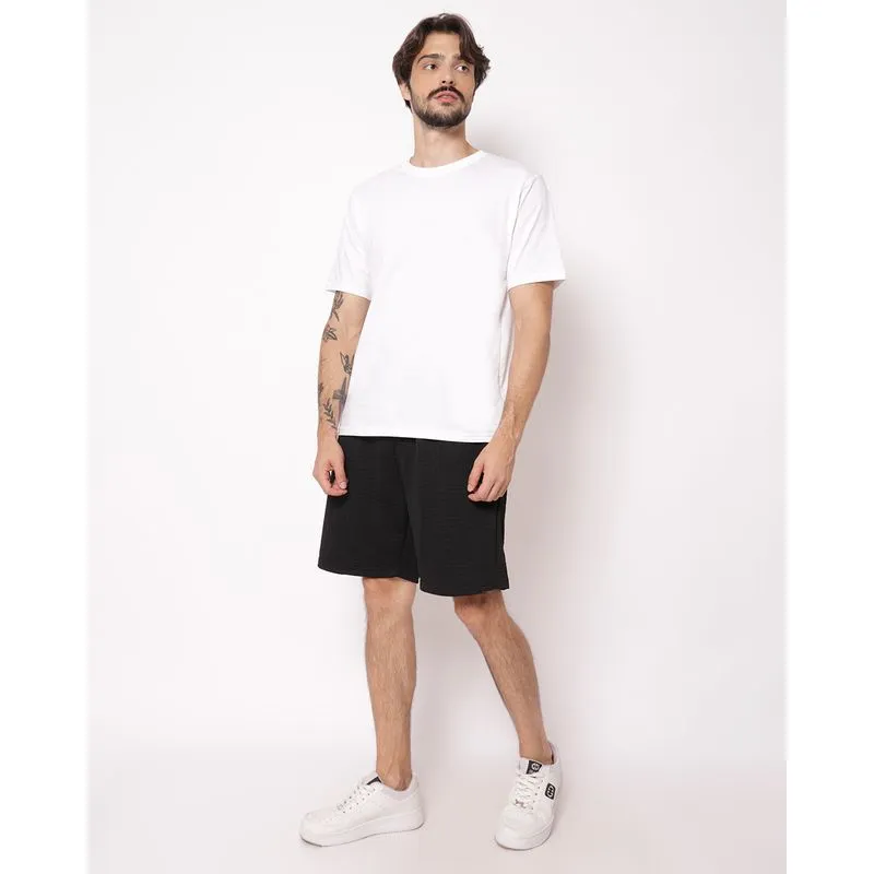 Bermuda Masculina Reta Texturizada Preta G