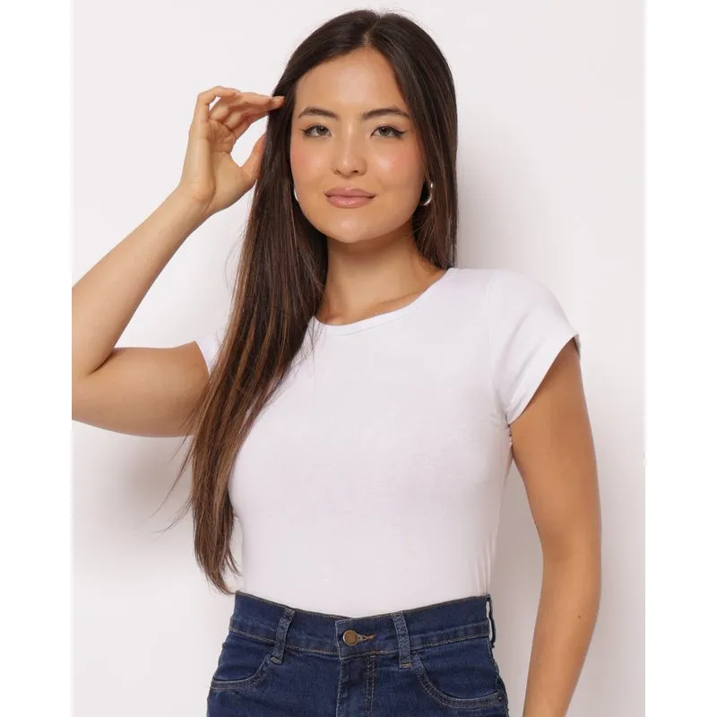 Blusa Feminina Manga Curta Básica Branca G