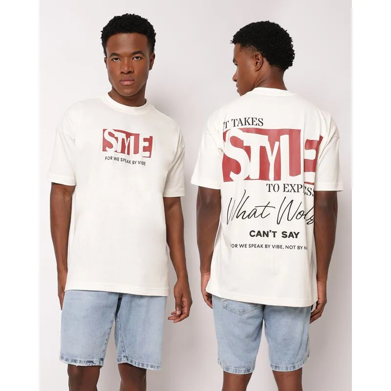 Camiseta Masculina Oversized Algodão Estampa Frente e Costas Off White GG