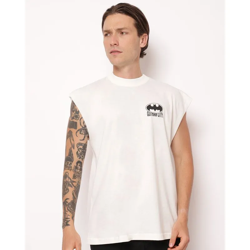 Regata Masculina Algodão Estampa Batman DC Comics Off White M