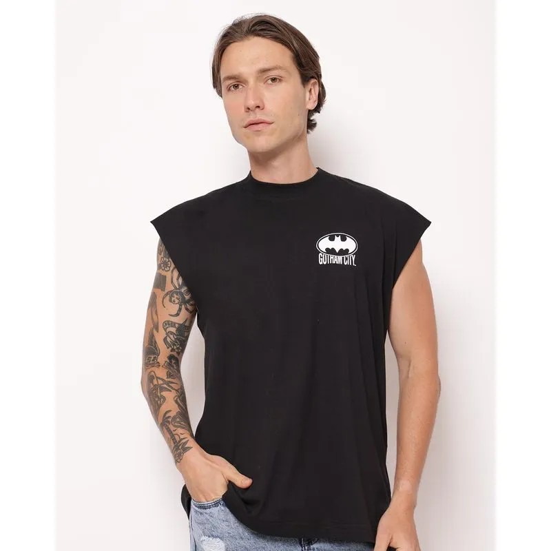 Regata Masculina Algodão Estampa Batman DC Comics Preta P
