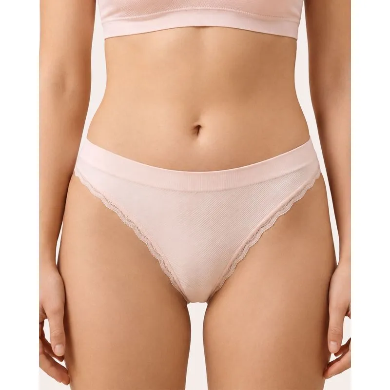 Calcinha Biquini Feminina Sem Costura com Renda Rosa GG