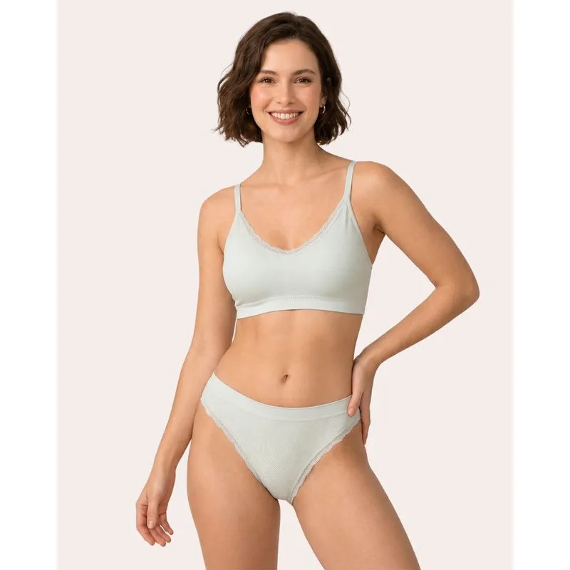 Calcinha Biquini Feminina Sem Costura com Renda Azul G