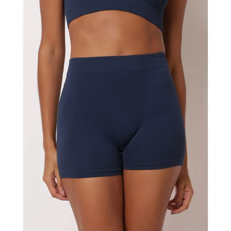 Calcinha Boy Short Feminina Sem Costura Canelada Marinho P