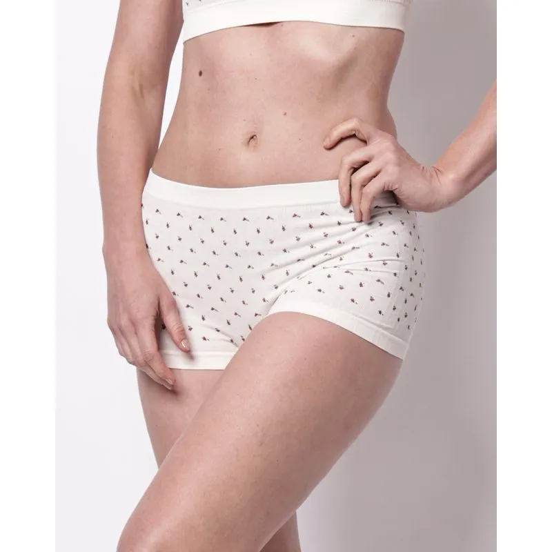 Calcinha Caleçon Feminina Sem Costura Flores Off White GG