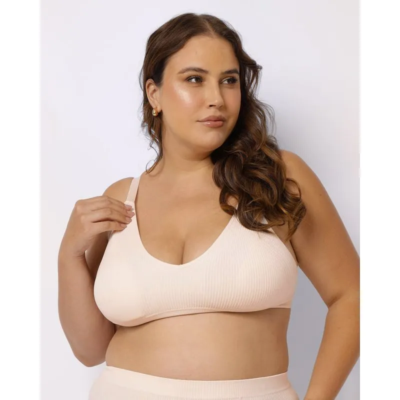 Sutiã Top Canelado Plus Size com Bojo Removível Rosa Claro 48