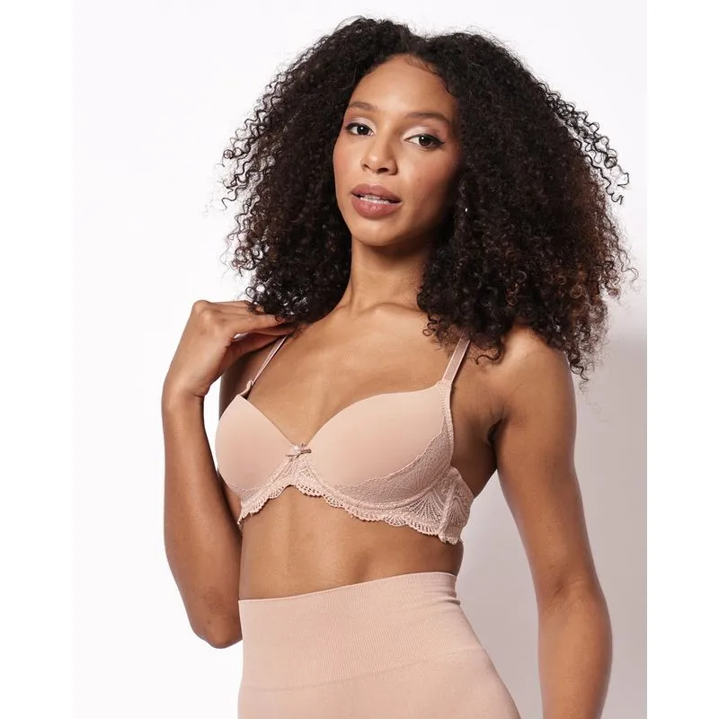 Sutiã Feminino com Base Bojo e Renda Marrom 46