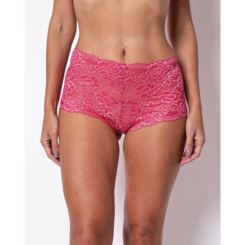 Calcinha Caleçon Feminina Rendada Rosa G