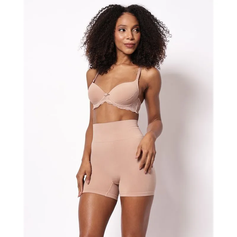 Bermuda Feminina Modeladora Alta Bege M