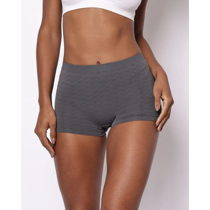 Calcinha Calecon Feminina Texturizada Corações Cinza GG