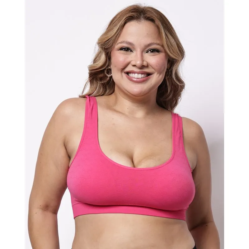 Sutiã Top Plus Size Feminino com Bojo Removível Rosa 46