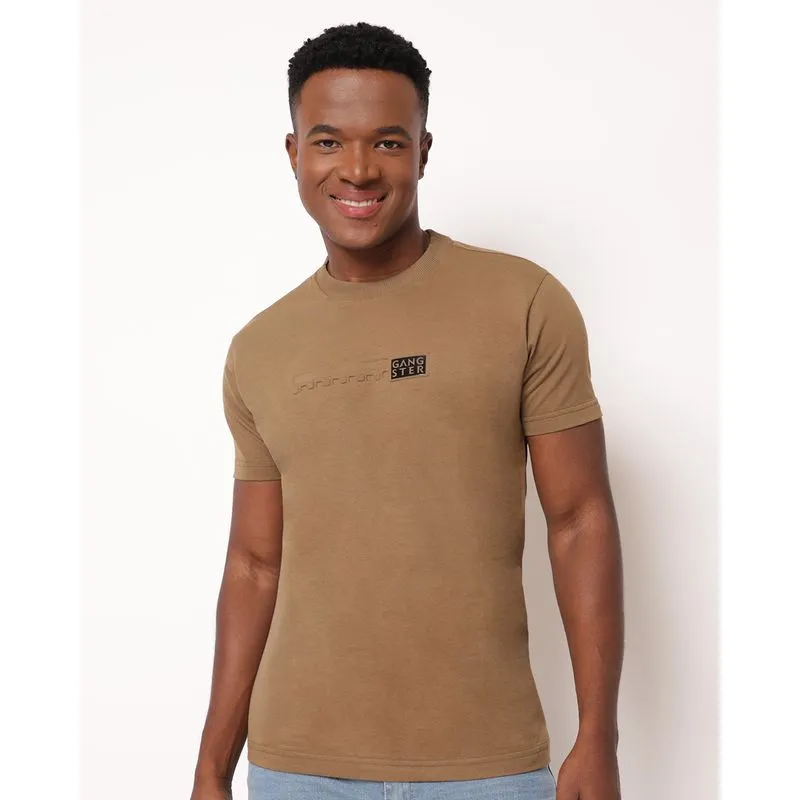 Camiseta Masculina Gangster Algodão Manga Curta Bege P