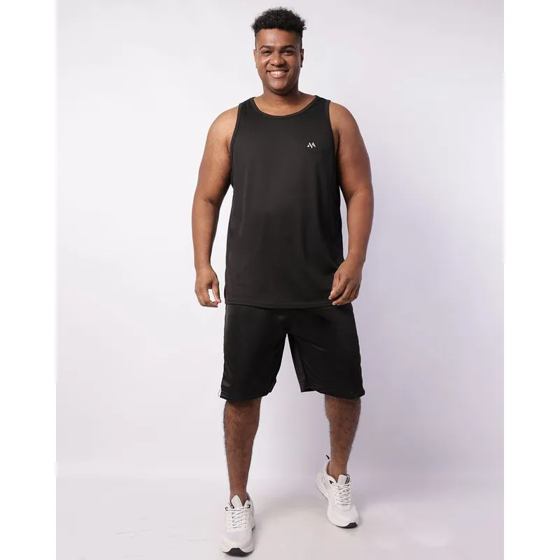 Bermuda Esportiva Plus Size Masculina Helanca Listrada Preta G1