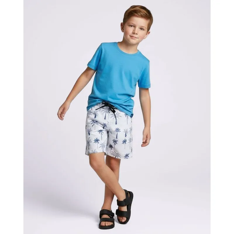 Bermuda Infantil Microfibra Estampa Tropical Off White 8