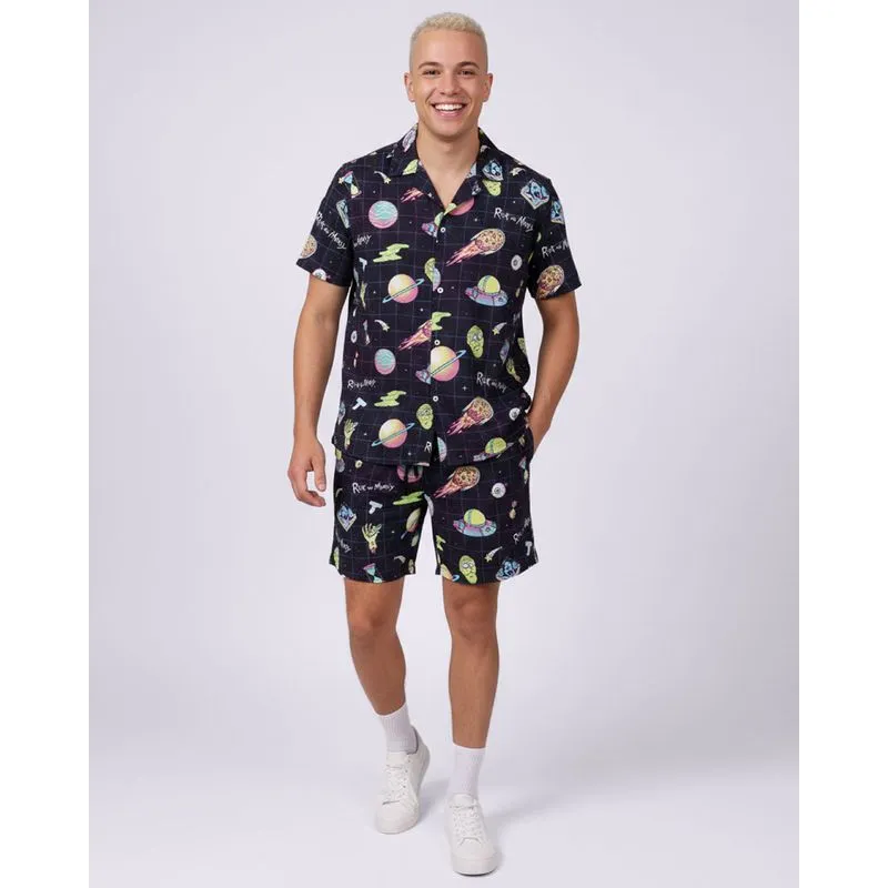 Bermuda Masculina Viscose Estampada Rick & Morty Preta P
