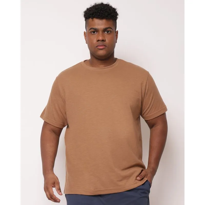 Camiseta Plus Size Masculina Atoalhada Marrom G2