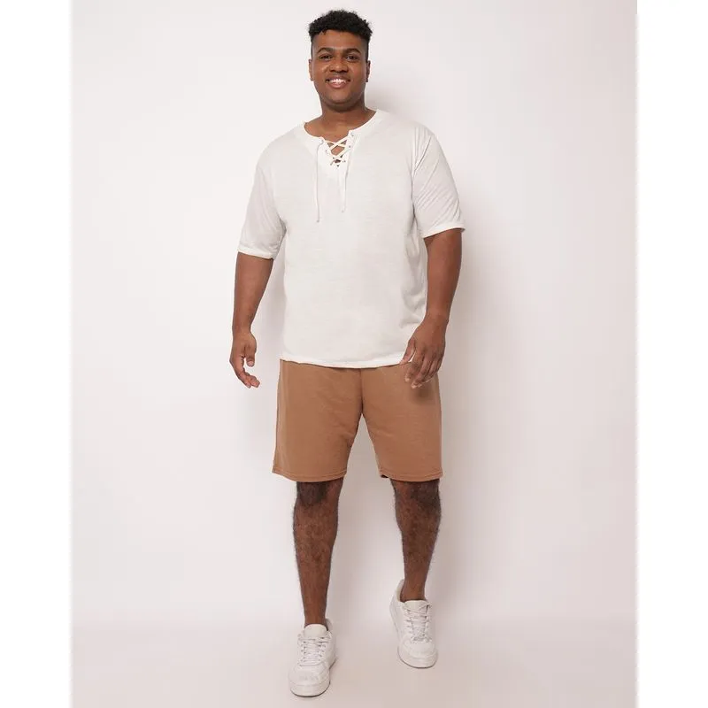 Bermuda Plus Size Masculina Atoalhada com Bolsos Marrom G1