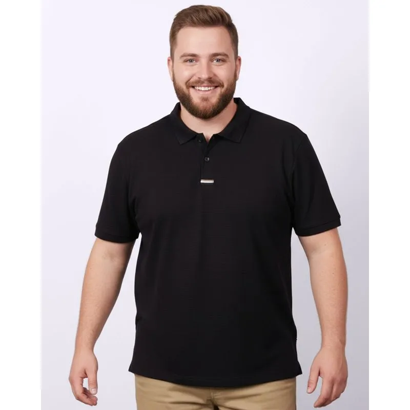 Camisa Polo Plus Size Masculina Texturizada Preta G2