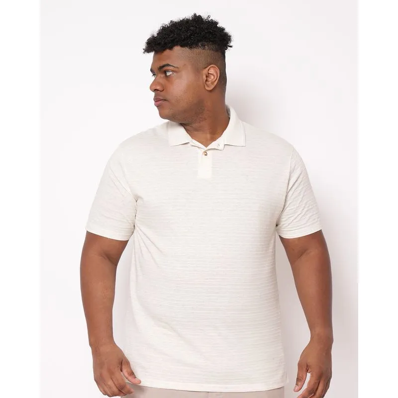 Camisa Polo Plus Size Masculina Linho Off White G4
