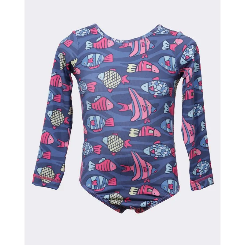 Maiô Bebê Tip Top Estampado Peixes Manga Longa Azul 2