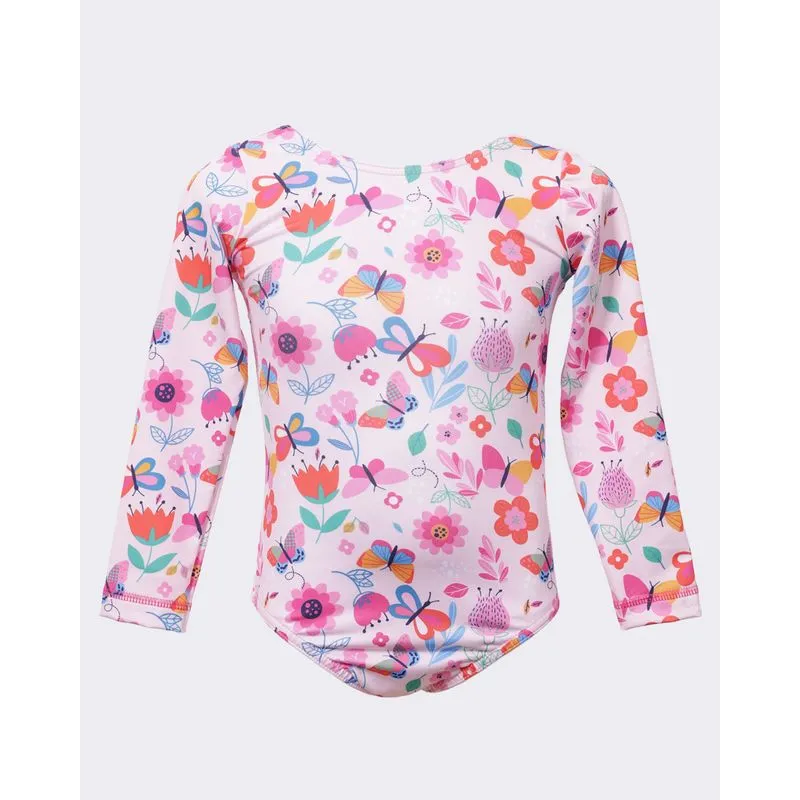 Maiô Bebê Tip Top Estampado Borboletas Manga Longa Rosa 2