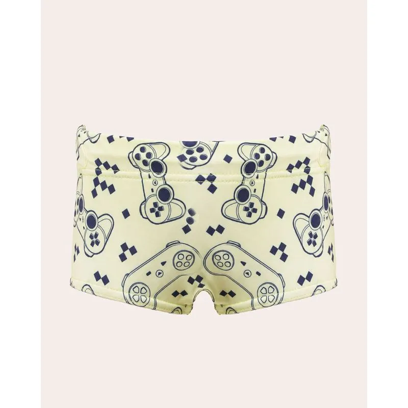 Sunga Infantil Slip Estampada Gamer + Proteção UV50+ Amarela 10
