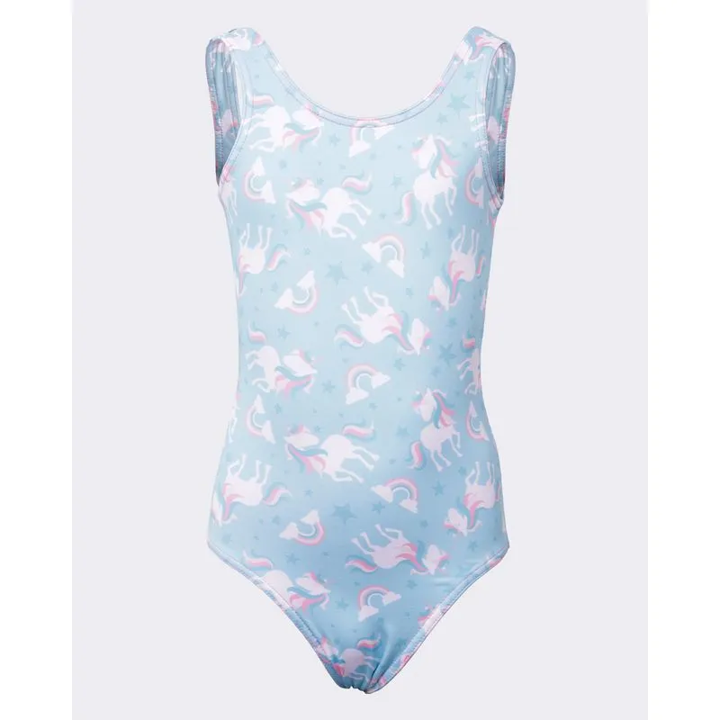 Maio Infantil Estampado Unicórnio Laço nas Costas + Proteção UV50+Azul 4