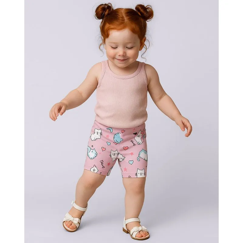 Bermuda Bebê Ciclista Estampadas Sortidas Rosa 2