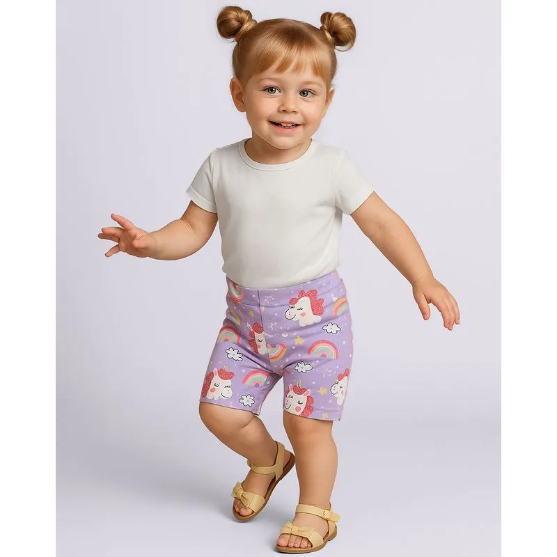 Bermuda Bebê Ciclista Estampas Sortidas Lilás 1