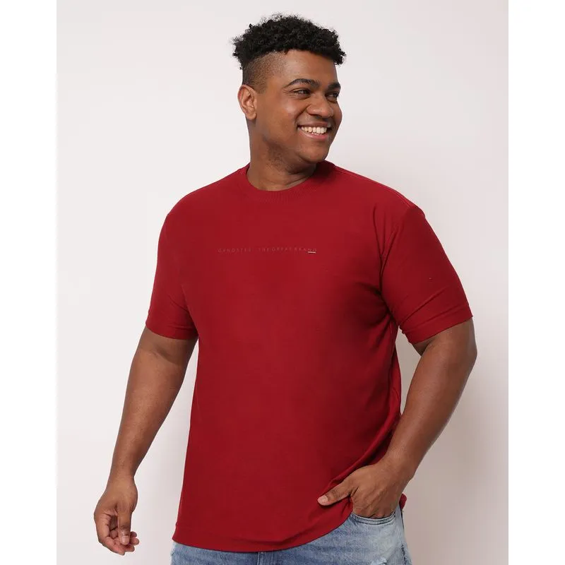 Camiseta Plus Size Masculina Texturizada Estampa Minimalista Vermelha G2