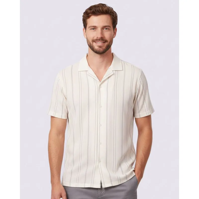 Camisa Masculina Texturizada Listras Off White GG