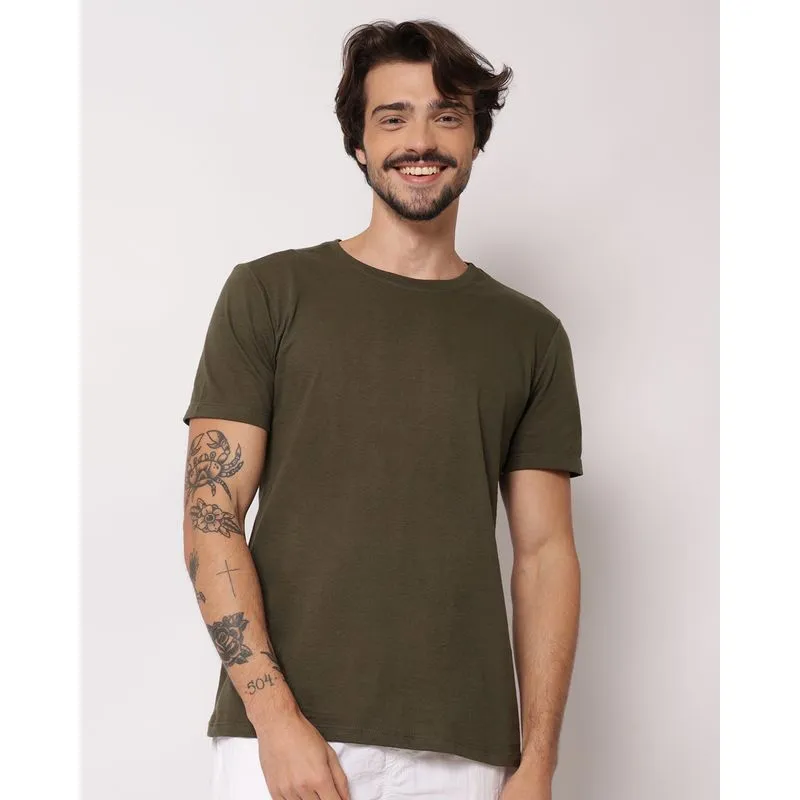 Camiseta Masculina Algodão Básica Manga Curta Verde GG