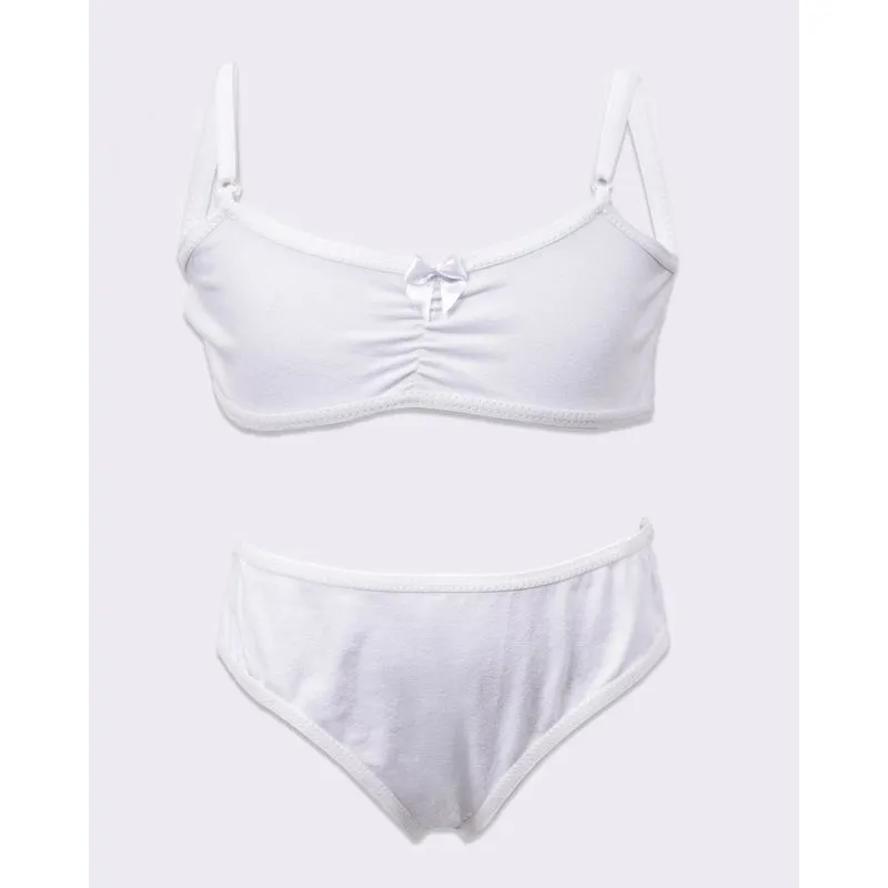 Conjunto Lingerie Juvenil Sutiã e Calcinha Biquíni Branco 16