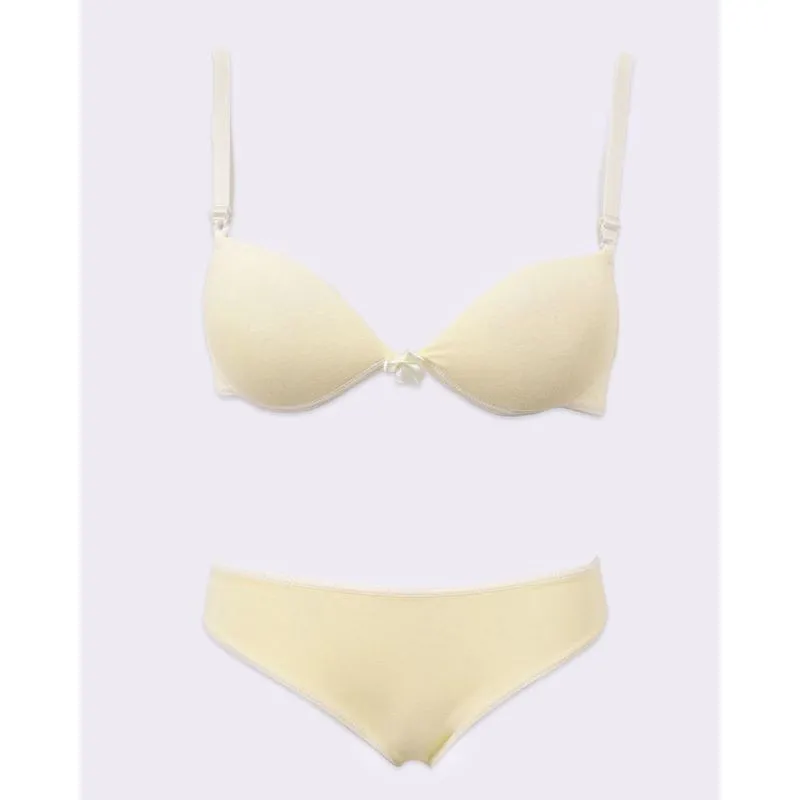 Conjunto Lingerie Juvenil Algodão com Bojo Amarelo 16