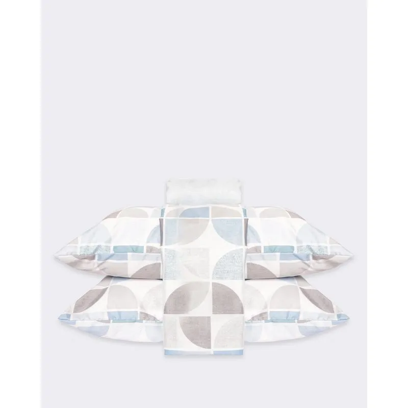 Jogo de Cama Casal 4 Peças Andreza Estampa Geométrica Azul UN