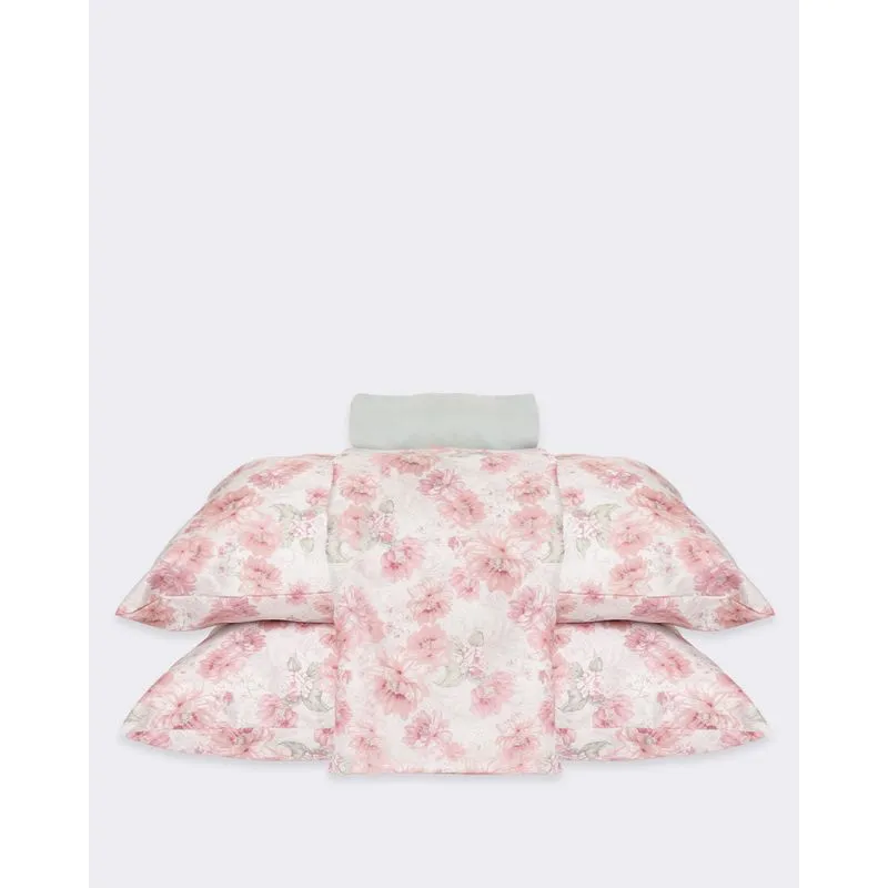 Jogo de Cama Casal 4 Peças Andreza Estampa Floral Rosa UN