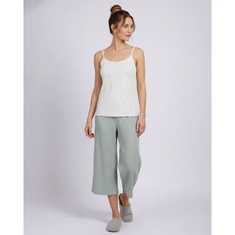 Pijama Feminino Pantacourt Ribana Estampado Rosinhas Verde G
