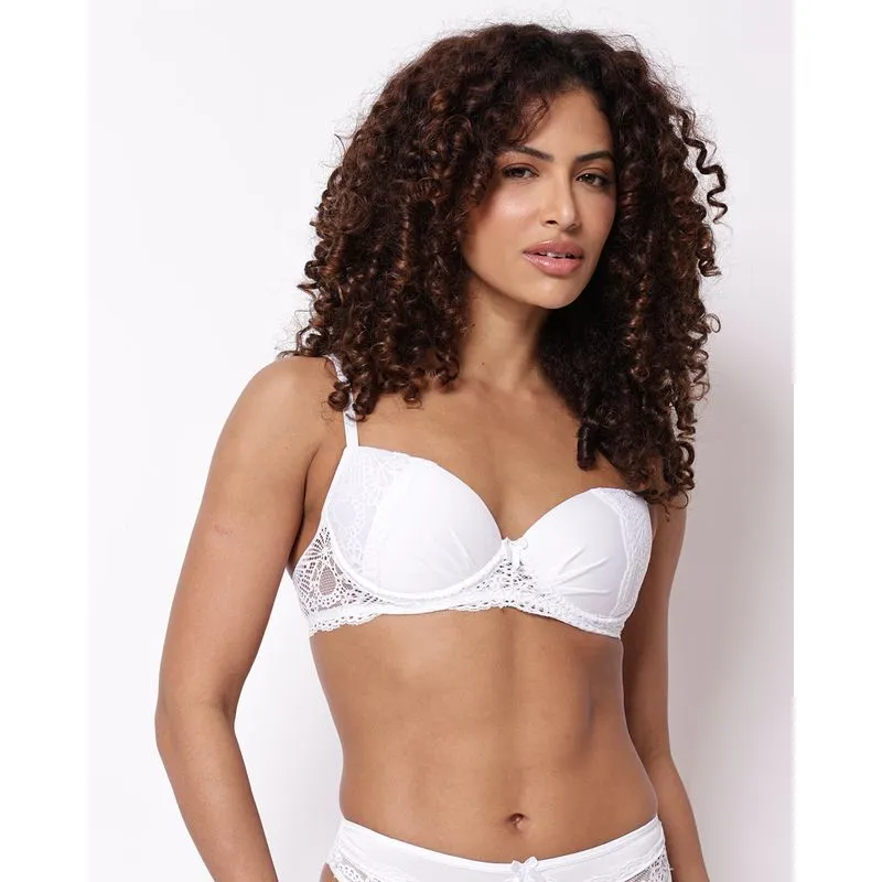 Sutiã Feminino Base e Renda com Bojo Branco 46