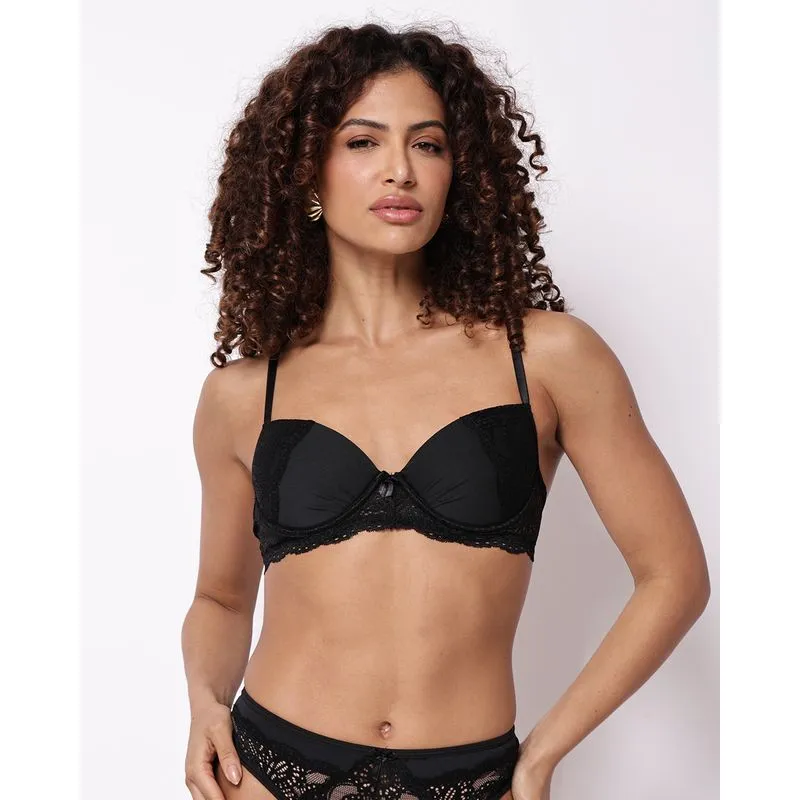 Sutiã Feminino Base e Renda com Bojo Preto 56