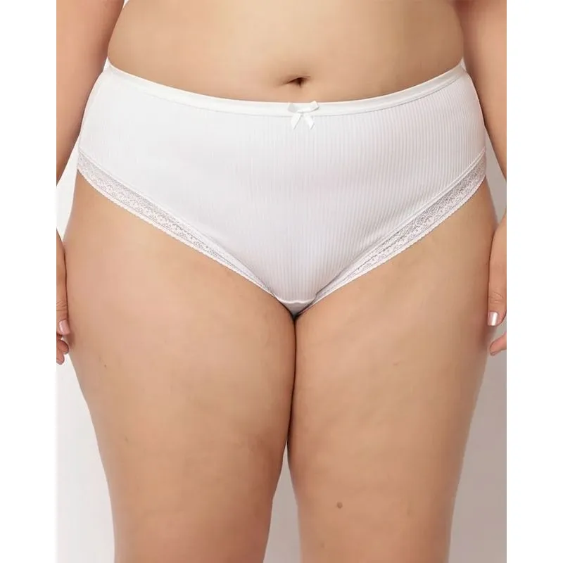 Calcinha Plus Size Canelada com Renda Branco 50