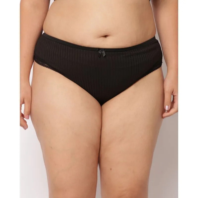 Calcinha Plus Size Canelada com Renda Preto 52