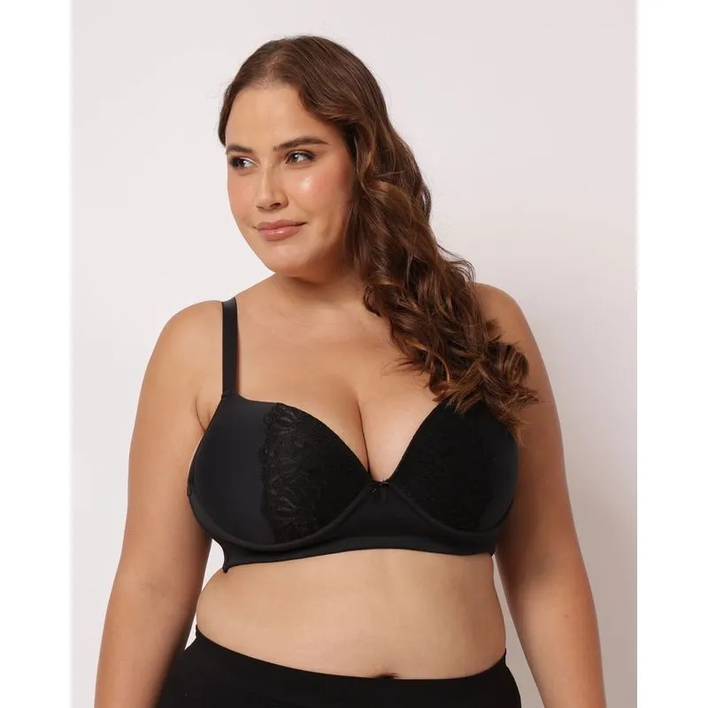 Sutiã Plus Size com Bojo e Renda Preto 48