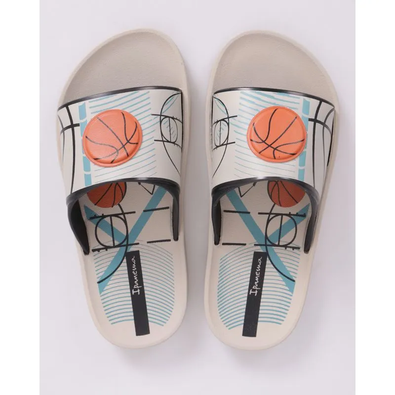 Chinelo Ipanema Slide Infantil Estampa de Basquete Bege 30
