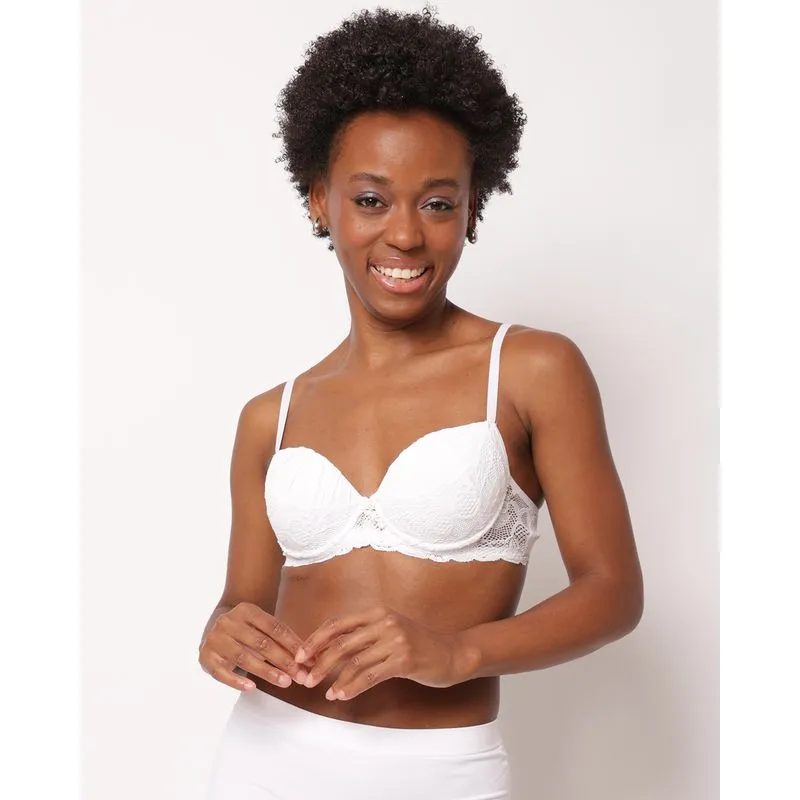 Sutiã Feminino com Base e Bojo Detalhe Renda Branco 40