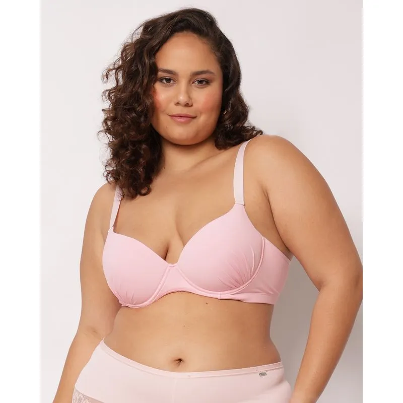 Sutiã Plus Size Feminino com Base e Bojo Detalhe Drapeado Rosa 52
