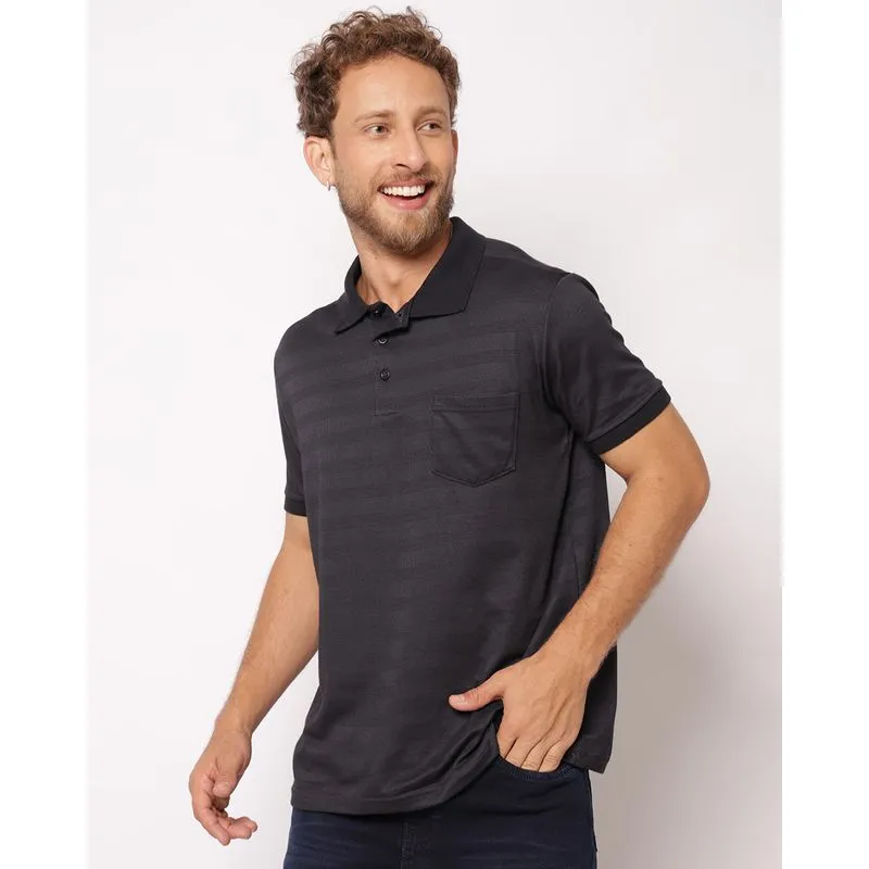 Camisa Polo Masculina Analogy com Bolso Manga Curta Preta G